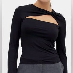 H&M Black Twist Cutout Long Sleeve Top